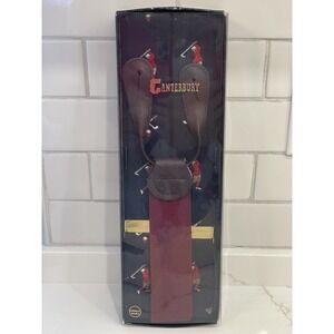 Vintage Canterbury Suspenders Golf Embroidered Leather Navy Blue Burgundy New